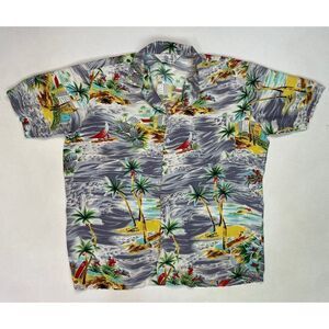 VINTAGE D'accord Hawaiian Shirt Men Large Short Sleeve Beach And Floral Print